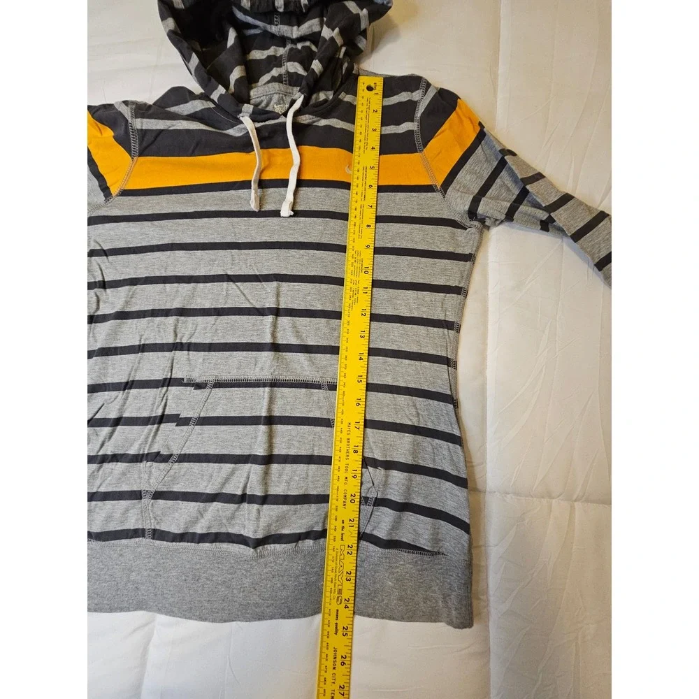 Nike Athletic Dept Striped Hoodie Grey Yellow Navy Cotton Pullover Women 